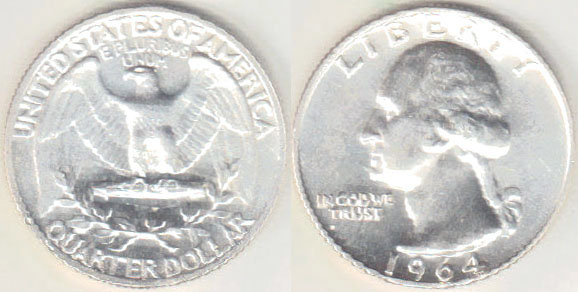 1964 USA silver Quarter Dollar A000611